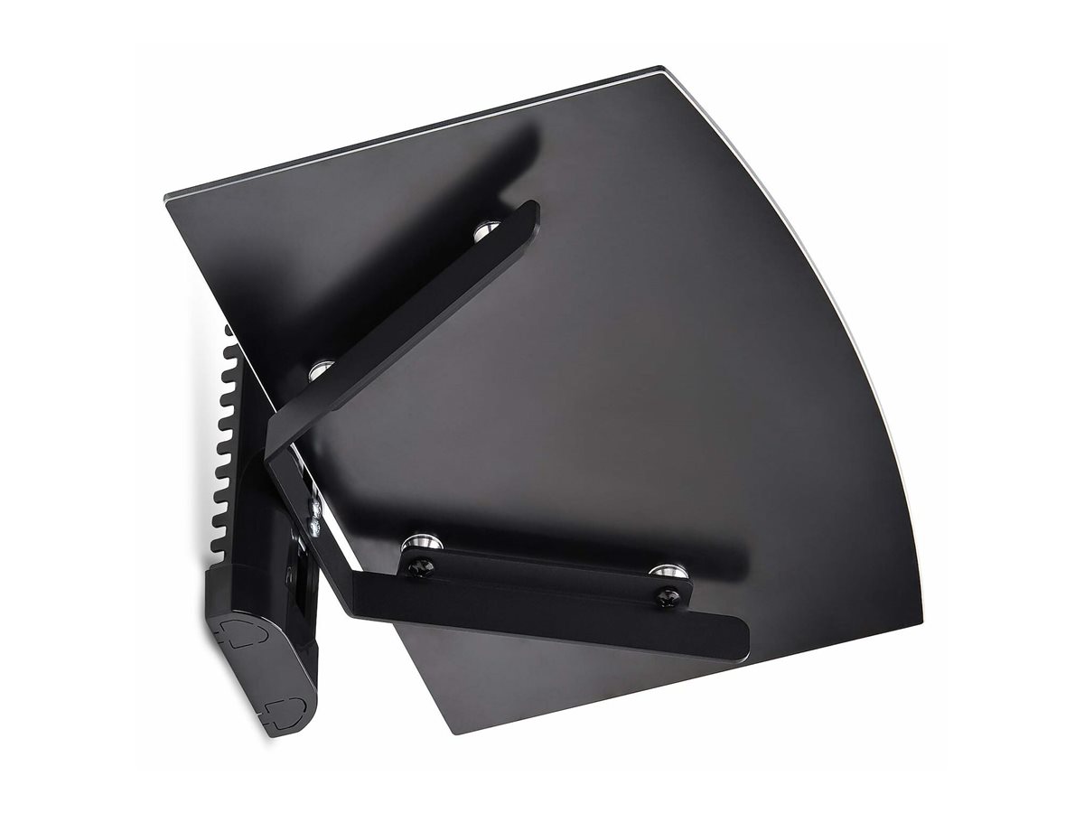 StarTech.com Floating Wall-Mounted AV Shelf Adjustable Height Shelf For Under TV Organize AV Equipment On Black Tempered Glass Shelf