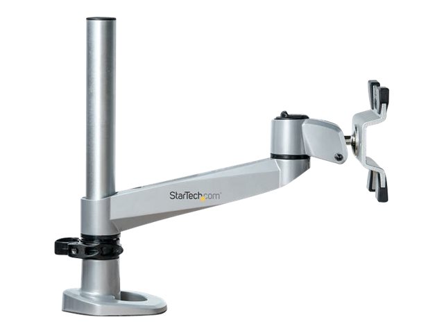 StarTech.com Desk Mount Monitor Arm VESA or Apple iMacThunderbolt Display up to 14kg Articulating Height Adjustable Single Desktop Monitor Pole Mount Desk Clamp or Grommet Silver - Small Footprint Design (ARMPIVOTB2)