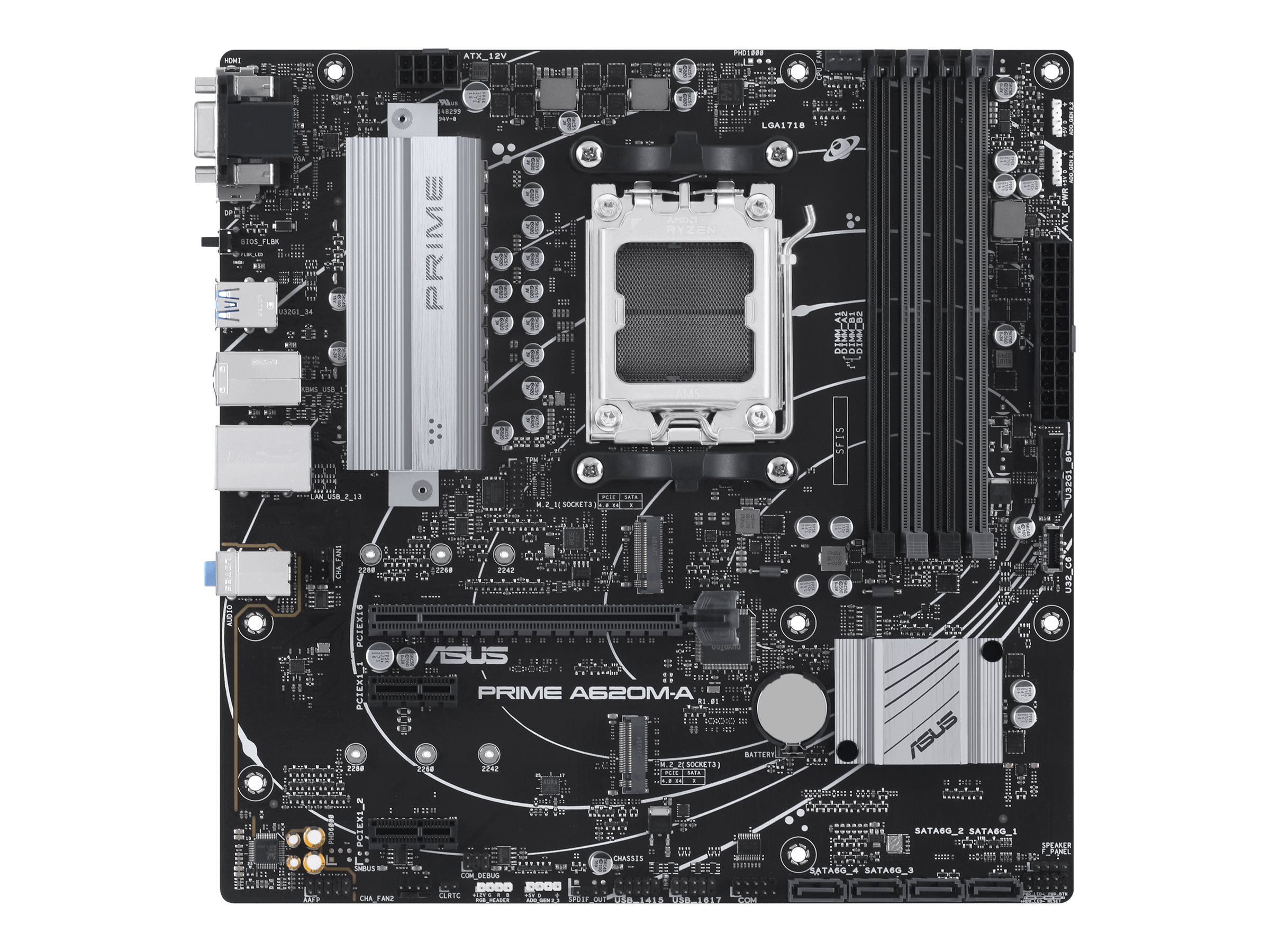 ASUS PRIME A620M-A-CSM - Motherboard - micro ATX - Socket AM5 - AMD A620 Chipsatz - USB-C 3.2 Gen 1 USB 3.2 Gen 1 - Gigabit LAN - Onboard-Grafik (CPU erforderlich)