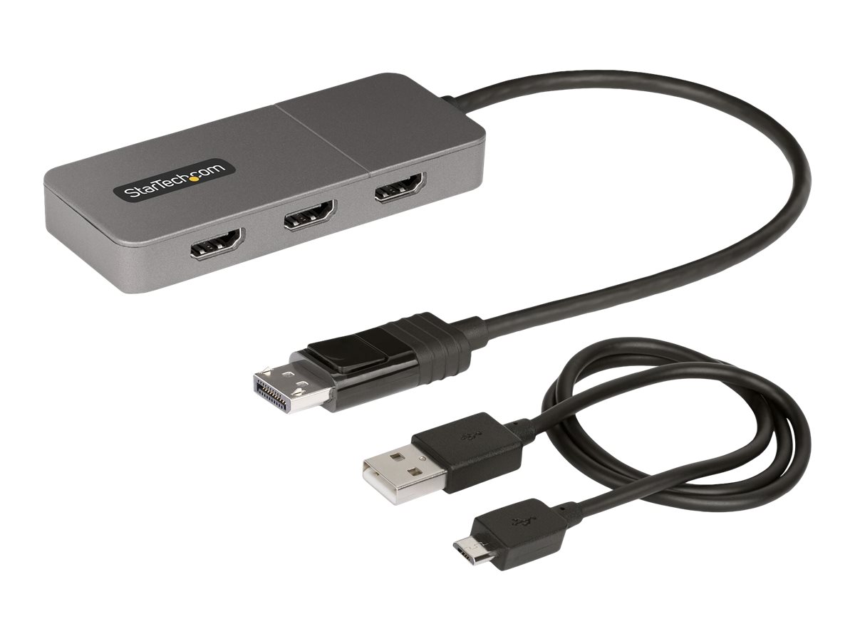 StarTech.com 3-Port MST Hub DisplayPort to Triple HDMI Monitors 4K 60Hz DP 1.4 Multi-Monitor Video Adapter with 1ft (30cm)