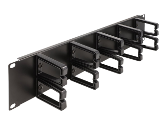 Delock Verlegetafel für Rack-Kabelmanagement - mit 10 Kunststoffhaken - Schwarz - 2U - 48.3 cm (19)
