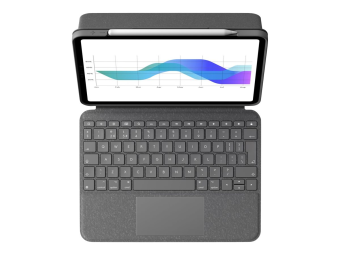 Logitech Folio Touch - Tastatur und Foliohülle - mit Trackpad - hinterleuchtet - Apple Smart connector - QWERTY - GB - Oxford Gray - für Apple 10.9-inch iPad Air (4. Generation 5. Generation)
