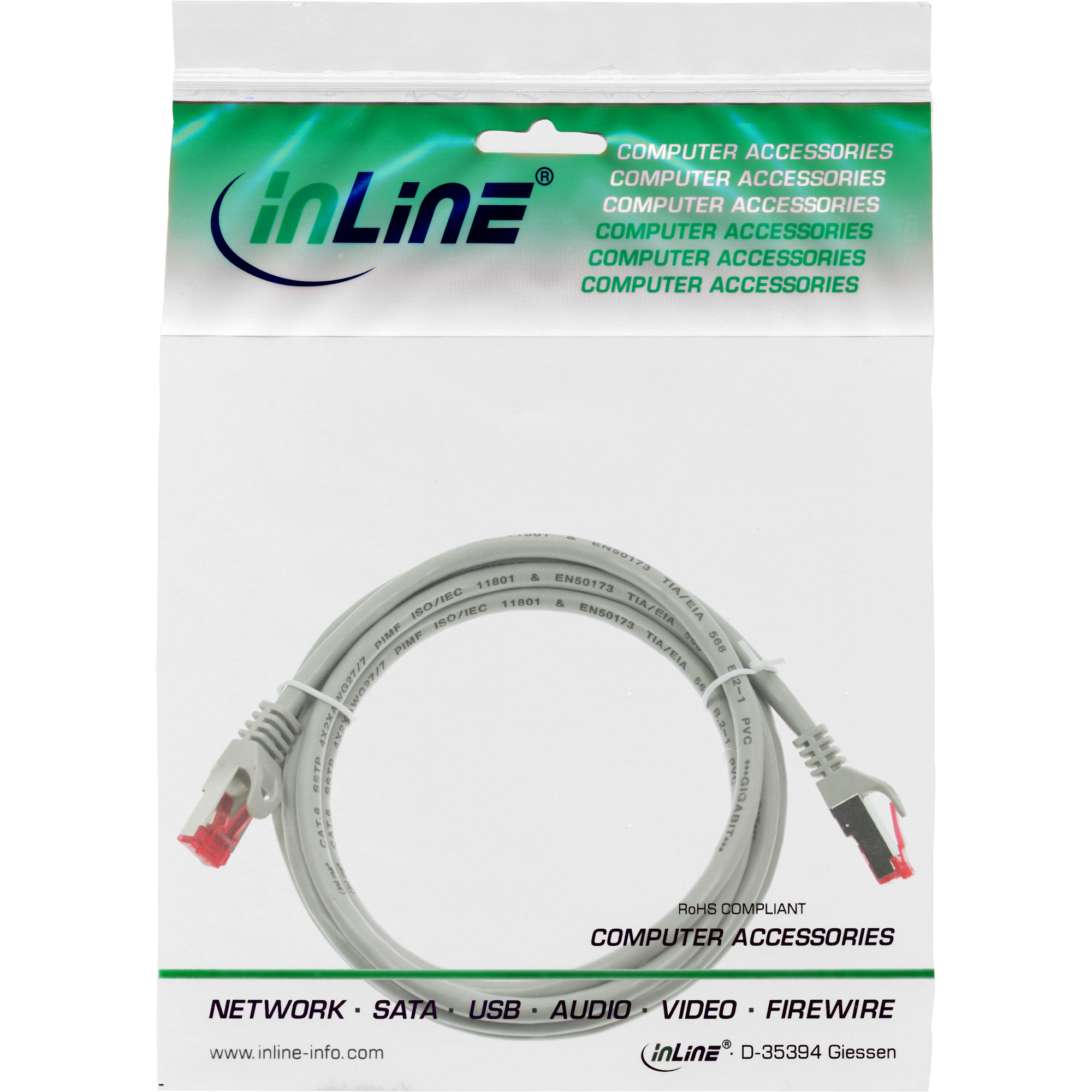 InLine Patchkabel - SFTP (PiMf) - Cat.6 - 250MHz - PVC - CCA - grau - 05m
