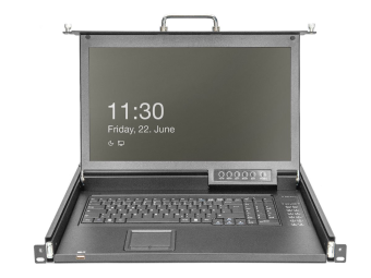 DIGITUS Modulare HD LCD KVM Konsole mit 17 TFT 1-Port VGA KVM Anschluss Touchpad deutsches Tastaturlayout