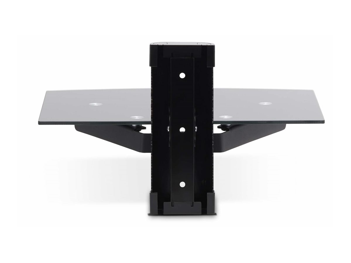 StarTech.com Floating Wall-Mounted AV Shelf Adjustable Height Shelf For Under TV Organize AV Equipment On Black Tempered Glass Shelf