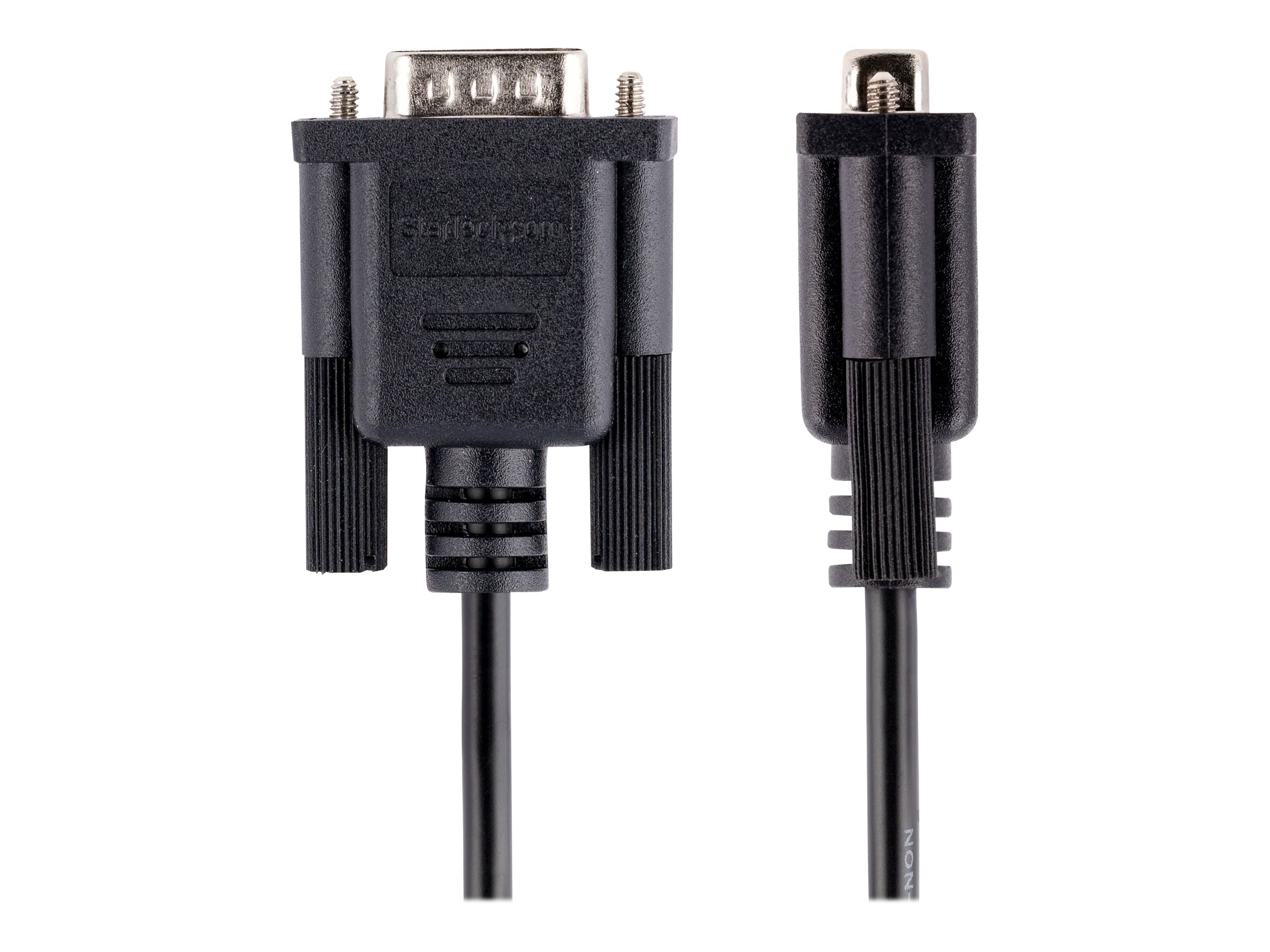 StarTech.com 3m RS232 Serial Null Modem Cable Crossover Serial Cable wAl-Mylar Shielding DB9 Serial COM Port Cable Female to Male Compatible wDTE Devices - Tool-Less Design wThumbscrews Black FM (9FMNM-3M-RS232-CABLE)