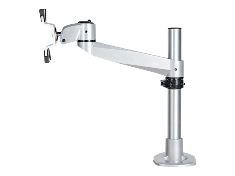 StarTech.com Desk Mount Monitor Arm VESA or Apple iMacThunderbolt Display up to 14kg Articulating Height Adjustable Single Desktop Monitor Pole Mount Desk Clamp or Grommet Silver - Small Footprint Design (ARMPIVOTB2)