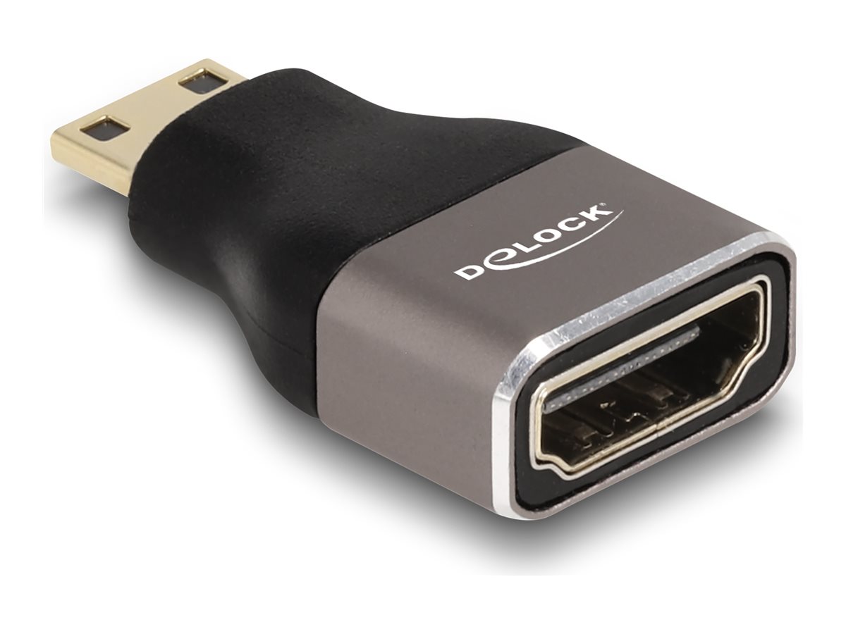 Delock Highspeed - HDMI-Adapter mit Ethernet - 19 pin mini HDMI Type C männlich zu HDMI weiblich - SchwarzGrau - unterstützt 8K 60 Hz (7680 x 4320)