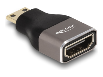 Delock Highspeed - HDMI-Adapter mit Ethernet - 19 pin mini HDMI Type C männlich zu HDMI weiblich - SchwarzGrau - unterstützt 8K 60 Hz (7680 x 4320)