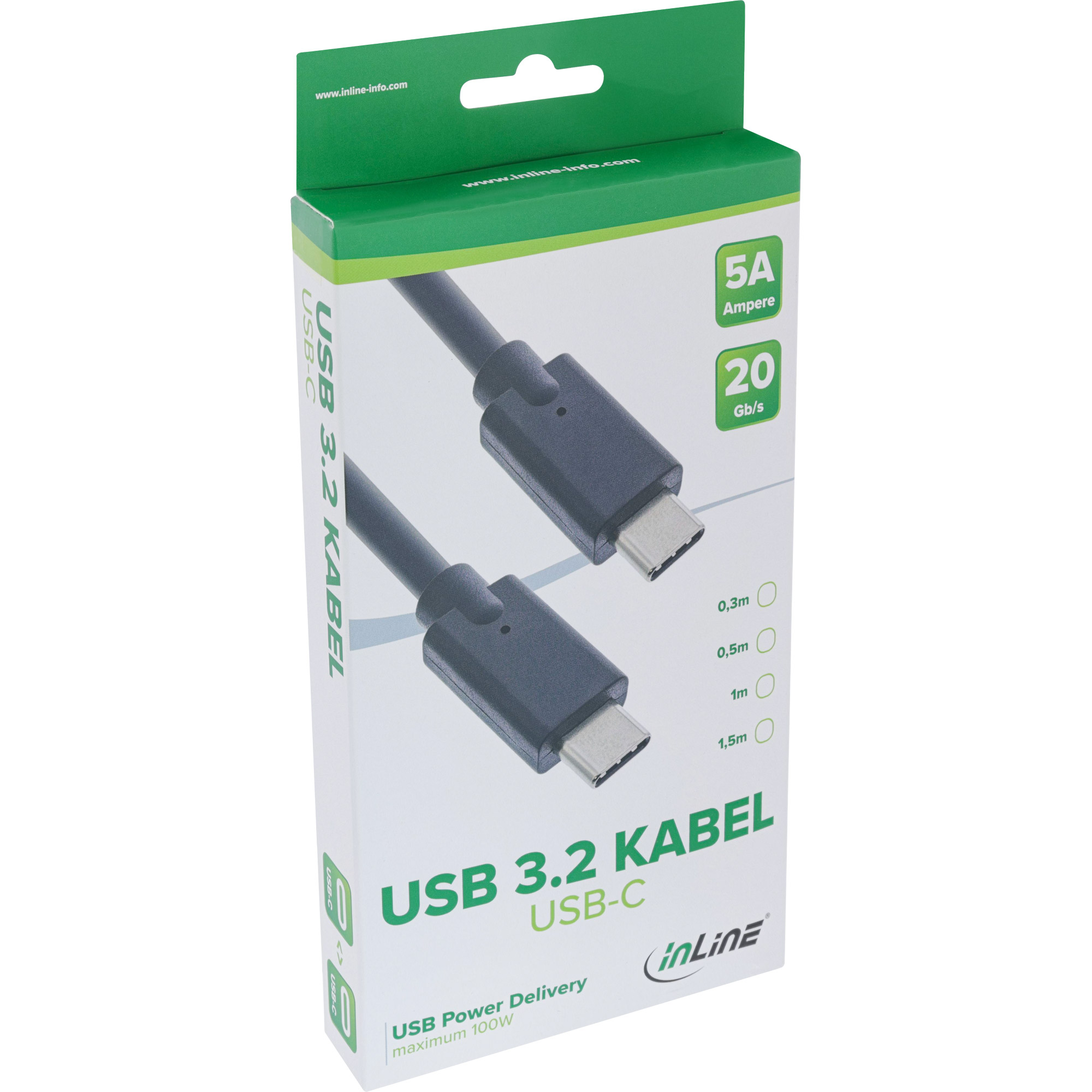 InLine USB 3.2 Gen.2x2 Kabel - USB-C SteckerStecker - schwarz - 05m