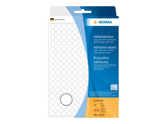 HERMA Weiß - 8 mm rund 5632 Etikett(en) (32 Bogen x 176)
