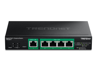 TRENDnet TPE-B541 - Version v1.0R - Switch - betrieben mit PoE-Passthrough - Smart - 5 x Gigabit Ethernet - wandmontierbar - PoE++ (60 W)