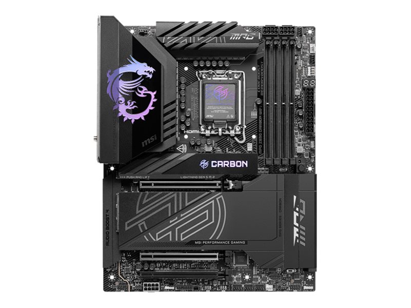 MSI MPG Z890 Carbon WiFi - Motherboard - ATX - LGA1851-Sockel - Z890 Chipsatz - USB 3.2 Gen 1 USB-C 3.2 Gen 2x2 - 2.5 Gigabit LAN 5 Gigabit Ethernet Wi-Fi 7 Bluetooth - Onboard-Grafik (CPU erforderlich)