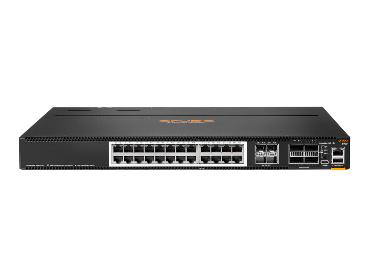 HPE Aruba Networking CX 8100 24x10GBase-T 4x10G SFP+ 4x40100G QSFP28 Switch