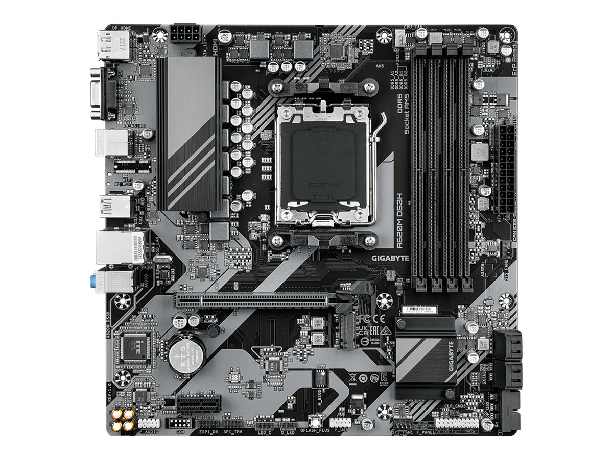Gigabyte A620M DS3H - 1.0 - Motherboard - micro ATX - Socket AM5 - AMD A620 Chipsatz - USB 3.2 Gen 1 USB-C 3.2 Gen 1 - Gigabit LAN - Onboard-Grafik (CPU erforderlich)
