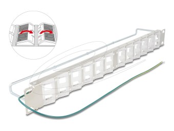 Delock Patchpanel (Blindblech) - neigbare Steckdosen mit Zugentlastung - Rack montierbar - Silber - 1U - 48.3 cm (19)
