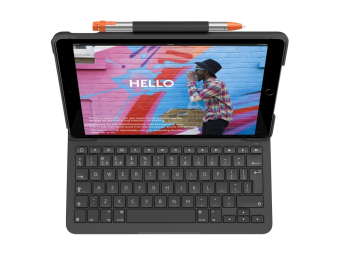 Logitech Slim Folio - Tastatur und Foliohülle - kabellos - Bluetooth - QWERTY - GB - Graphite - für Apple 10.2-inch iPad (7. Generation 8. Generation 9. Generation)