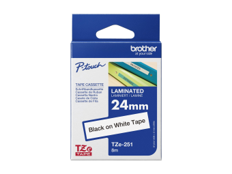 Brother TZe-251 - Standard-Klebstoff - Schwarz auf Weiß - Rolle (24 cm x 8 m)