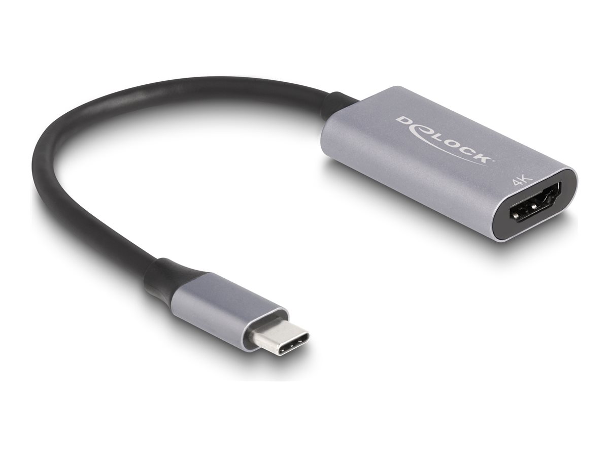 Delock Highspeed - Videoadapter - 24 pin USB-C männlich zu HDMI weiblich - 15 cm - GrauSchwarz - unterstützt 4K 60 Hz (4096 x 2160)