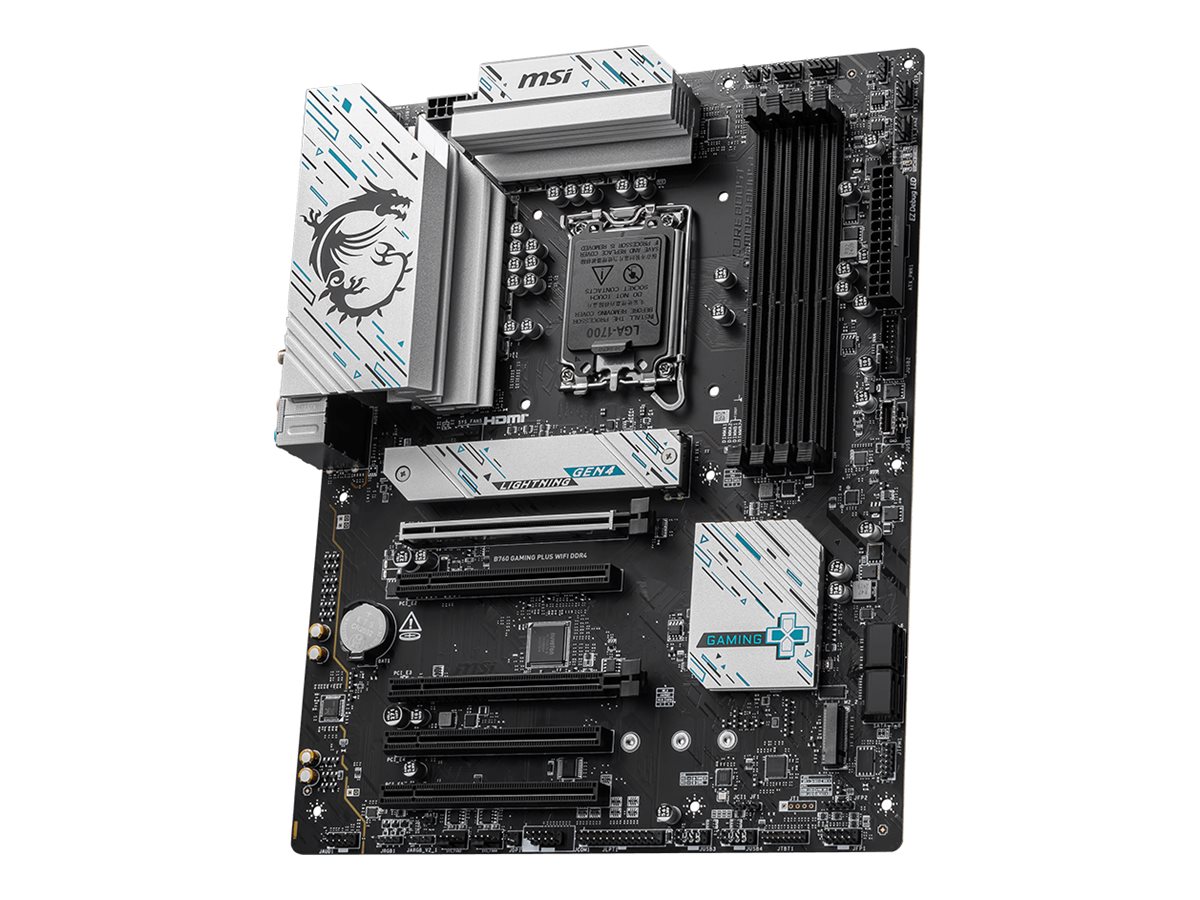 MSI B760 GAMING PLUS WIFI DDR4 - Motherboard - ATX - LGA1700-Sockel - B760 Chipsatz - USB 3.2 Gen 1 USB 3.2 Gen 2 USB-C 3.2 Gen2 USB-C 3.2 Gen 1 - 2.5 Gigabit LAN Wi-Fi 6E Bluetooth - Onboard-Grafik (CPU erforderlich)