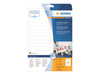 HERMA Special - Papier - matt - selbstklebend entfernbarer Klebstoff - weiß - 96 x 16.9 mm 800 Etikett(en) (25 Bogen x 32)