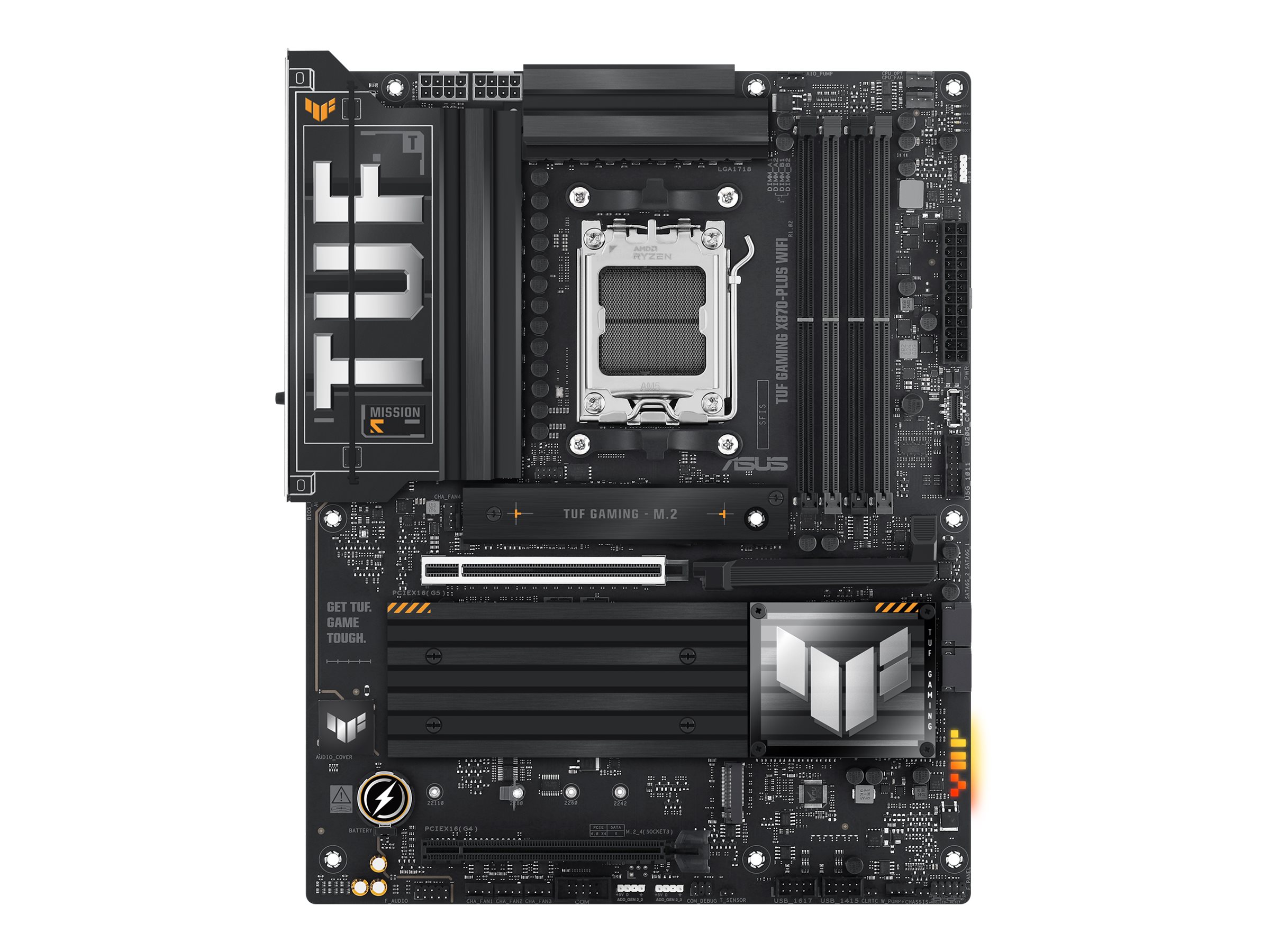 ASUS TUF GAMING X870-PLUS WIFI - Motherboard - ATX - Socket AM5 - AMD X870 Chipsatz - USB4 USB-C 3.2 Gen 2x2 USB 3.2 Gen 2 USB 3.2 Gen 1 - Wi-Fi 7 2.5 Gigabit LAN Bluetooth - Onboard-Grafik (CPU erforderlich)