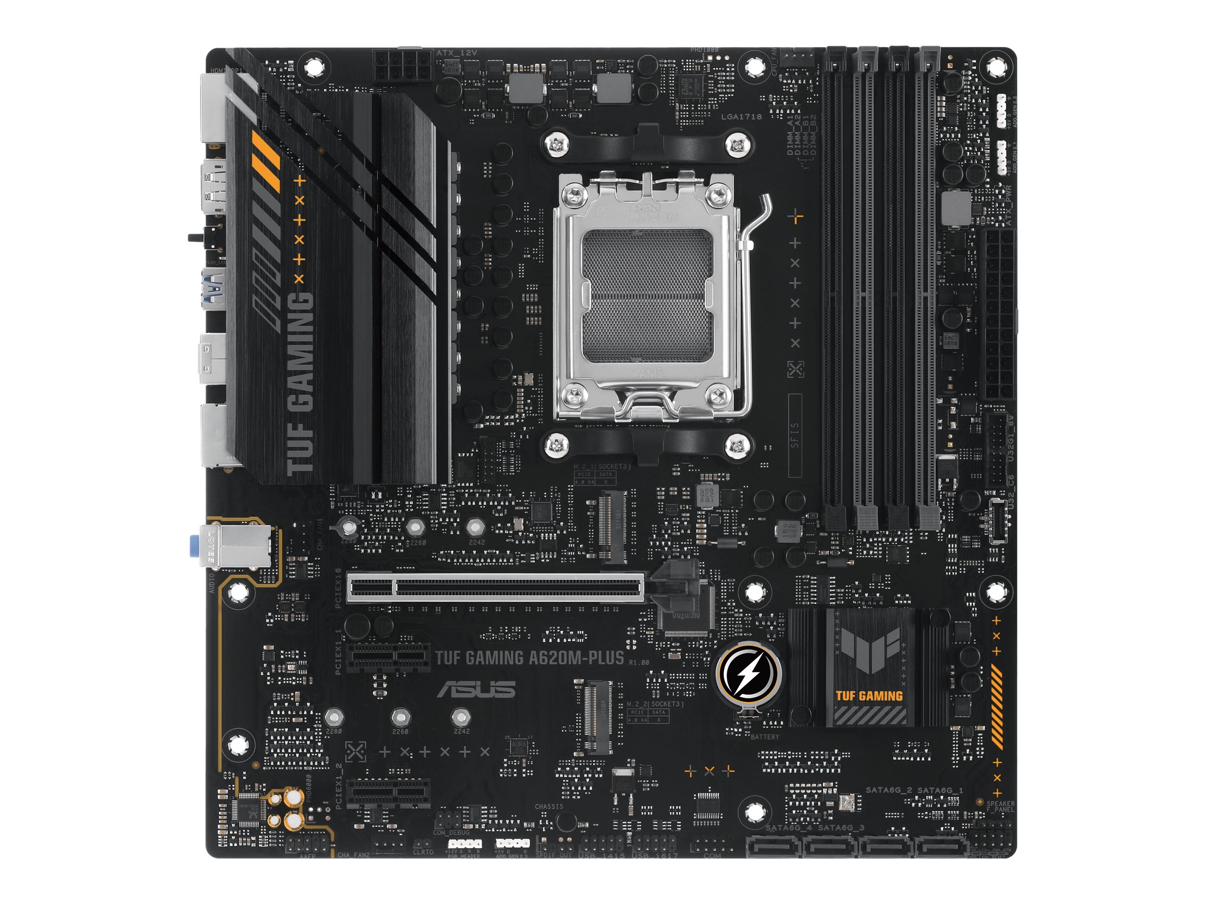 ASUS TUF GAMING A620M-PLUS - Motherboard - micro ATX - Socket AM5 - AMD A620 Chipsatz - USB 3.1 Gen 1 USB-C 3.2 Gen 1 - 2.5 Gigabit LAN - Onboard-Grafik (CPU erforderlich)