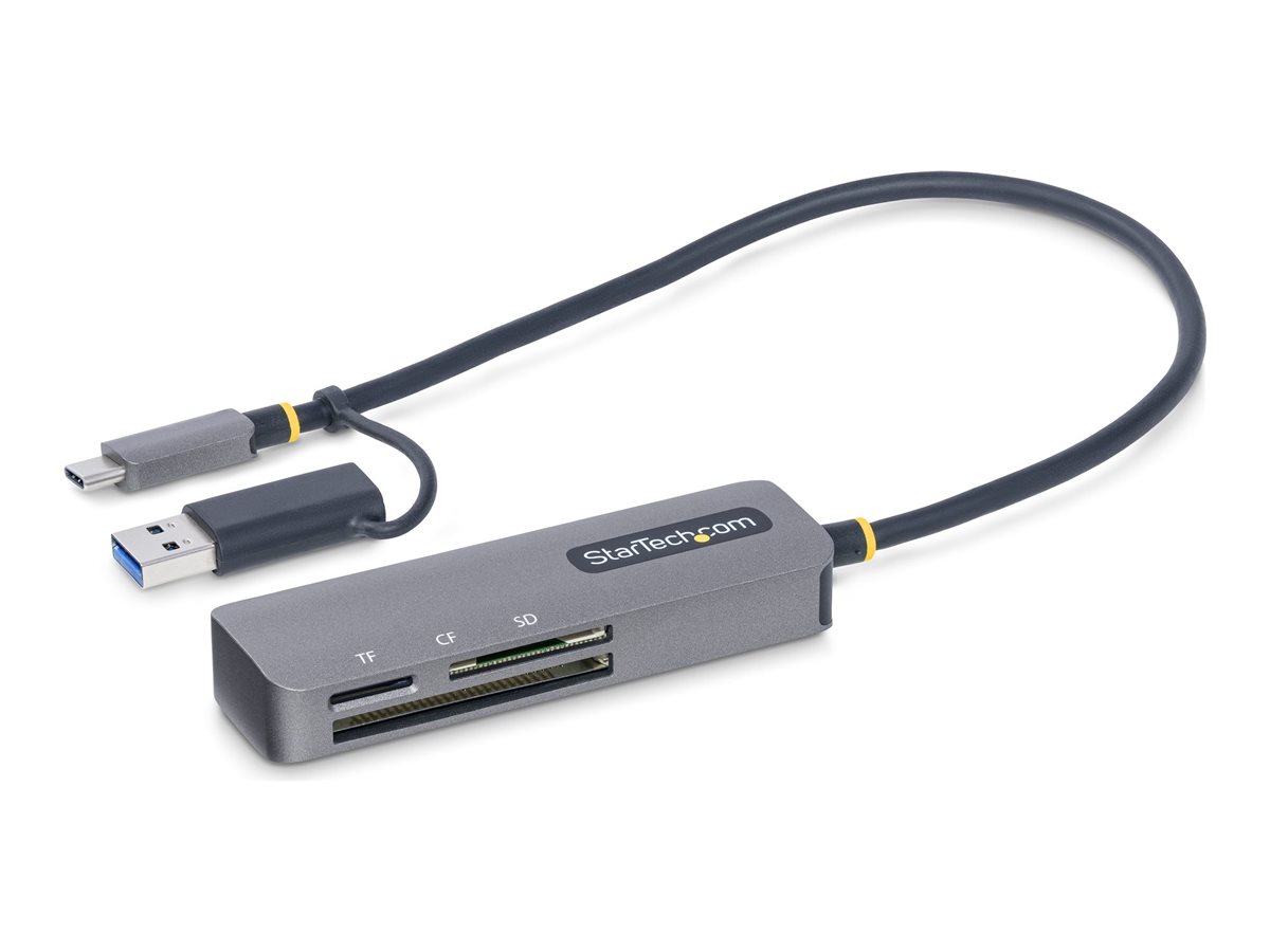 StarTech.com USB 3.0 Multi-Media Memory Card Reader SDmicroSDCompactFlash Card Reader Portable USB 5Gbps Card Adapter External USB-C Card Reader with Attached USB-A Adapter - Works with Any Operating System (FCREADMICRO3V2)