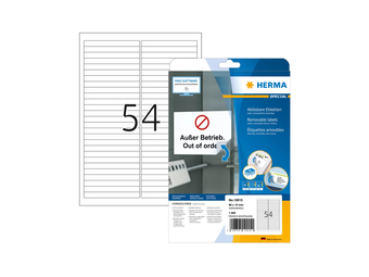HERMA Ablösbare Beschriftungsstreifen A4 96x10 mm weiß Movablesablösbar Papier matt 1350 St. - Weiß - Abgerundetes Rechteck - Entfernbar - Papier - Matte - LaserInkjet