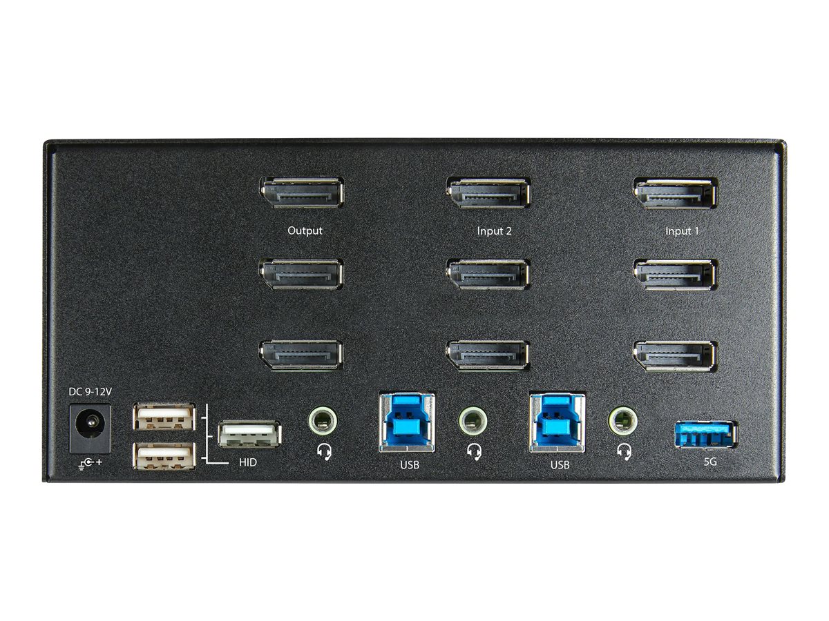 StarTech.com 2 Port DisplayPort KVM Switch - 4K 60 Hz UHD HDR - DP 1.2 KVM Umschalter mit USB 3.0 Hub mit 2 Anschlüssen (5 Gbits)