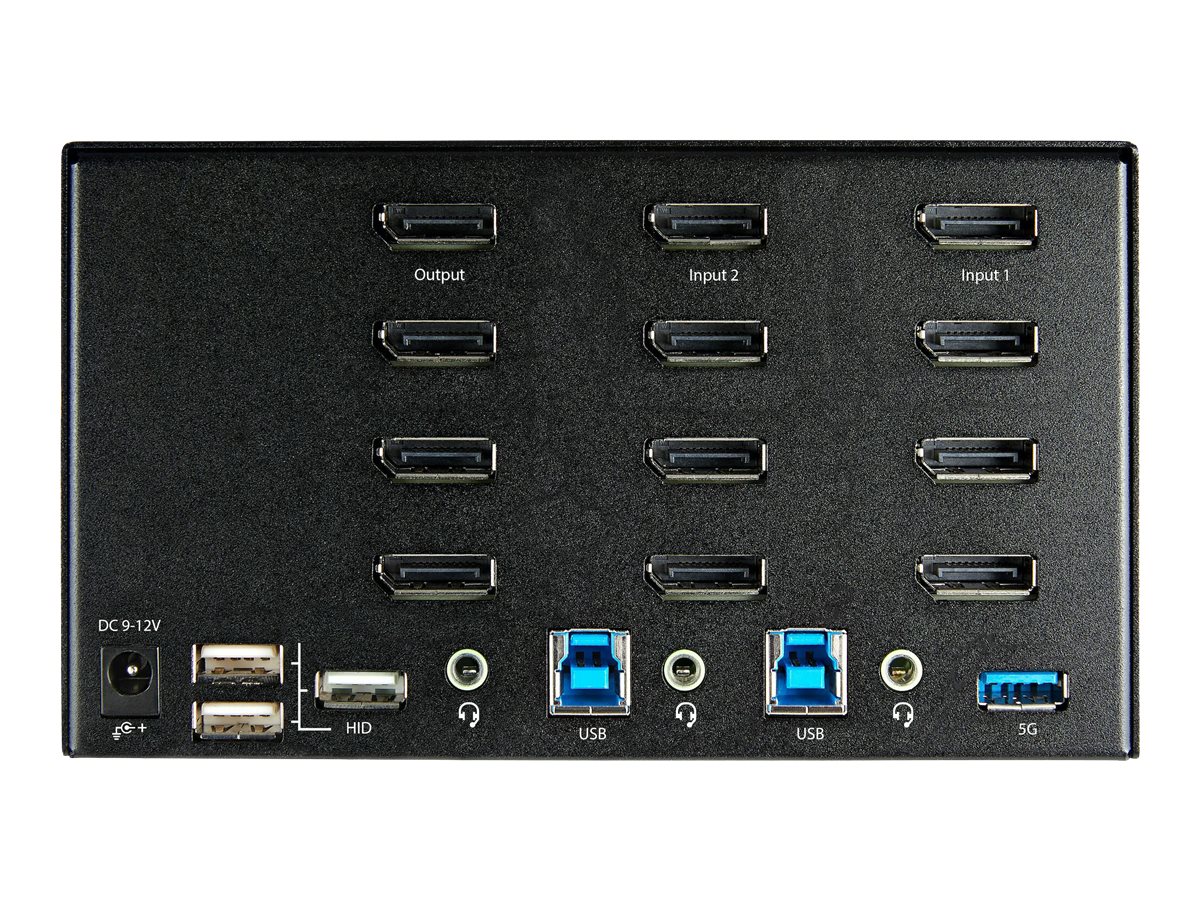 StarTech.com 2 Port Quad Monitor DisplayPort KVM Switch - 4K 60 Hz UHDR - DP 1.2 KVM Switch mit USB 3.0 Hub mit 2x USB 3.0(5 Gbits) und 4x USB 2.0 HID Anschlüssen Audio - Hotkey - TAA (SV231QDPU34K)