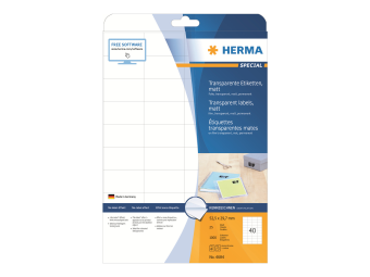 HERMA Special - Matt - permanent selbstklebend - durchsichtig - 52.5 x 29.7 mm 1000 Etikett(en) (25 Bogen x 40)