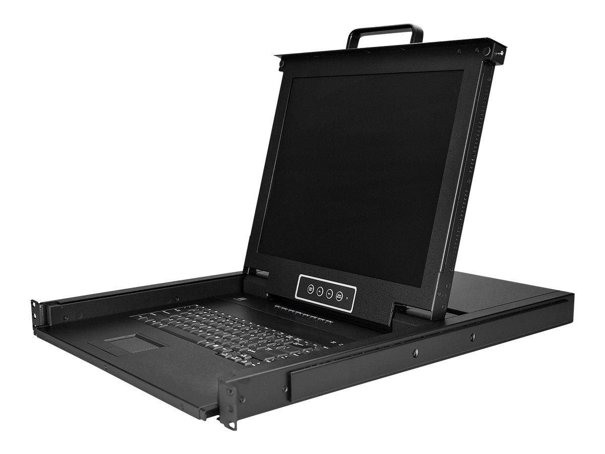 StarTech.com 8 Port Rack KVM Konsole mit 18 m Kabeln - US Tastatur(QWERTY) Integrierter KVM Switch mit 17 LCD Monitor - 1HE LCD KVM Konsole - OSD KVM - 50.000 MTBF - USB + VGA(RKCONS1708K) - KVM-Konsole mit KVM-Switch - 8 Anschlüsse - USB - 43.2 cm (17