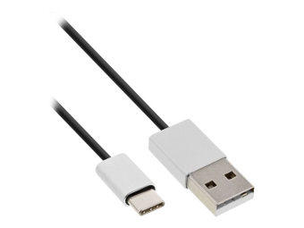 InLine USB 2.0 Kabel - USB-C Stecker an A Stecker - schwarzAlu - flexibel - 2m