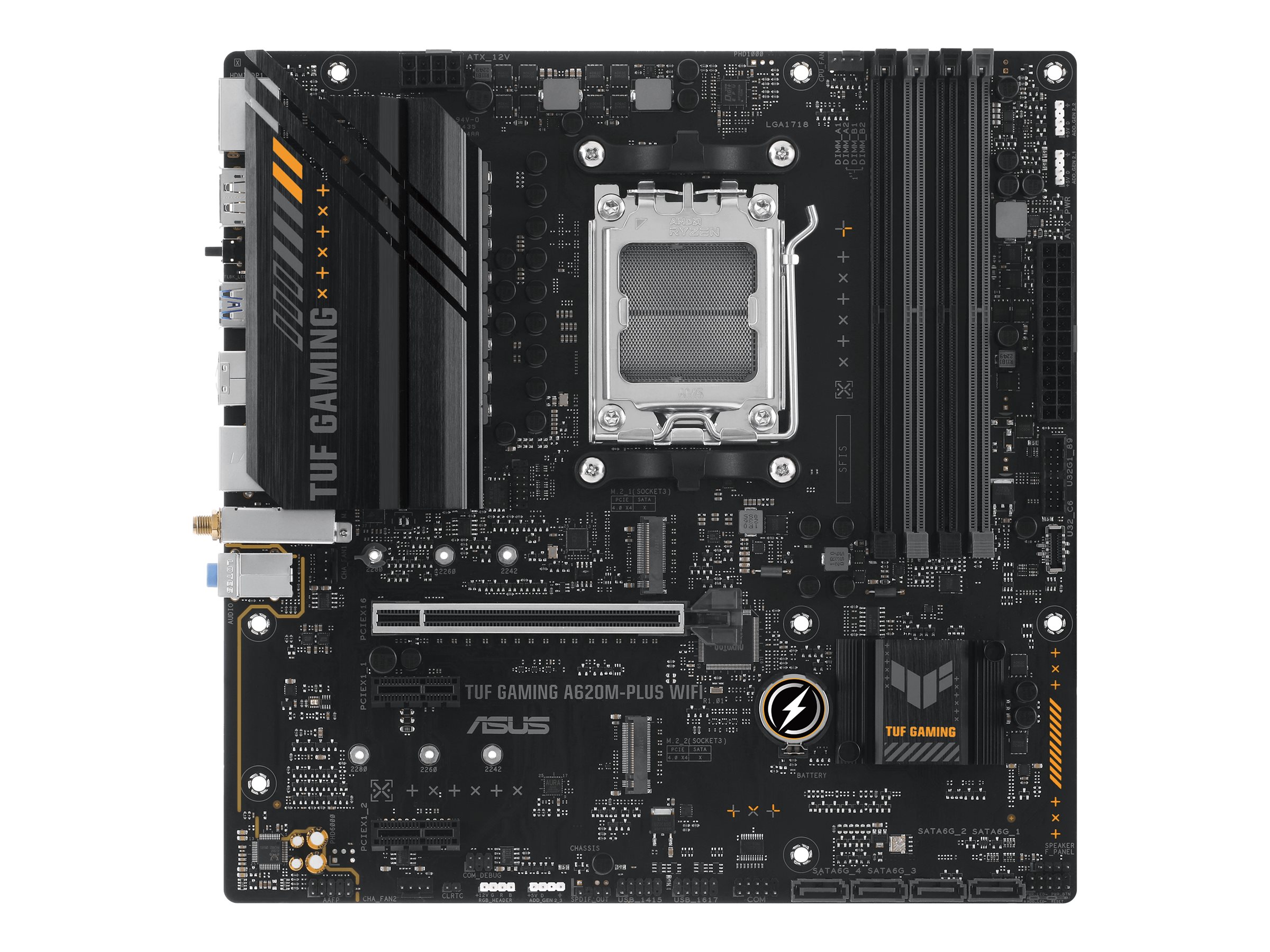 ASUS TUF GAMING A620M-PLUS WIFI - Motherboard - micro ATX - Socket AM5 - AMD A620 Chipsatz - USB 3.2 Gen 1 USB-C 3.2 Gen 1 - Gigabit LAN 2.5 Gigabit LAN Bluetooth Wi-Fi - Onboard-Grafik (CPU erforderlich)